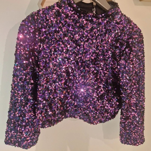 Zara Jackets & Blazers - Zara Black and Pink Sequin Blouse